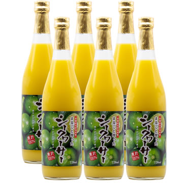 沖縄専科 まるごと搾った シークワーサー 沖縄県大宜味村産 果汁100% 720mlｘ6本（契約農家さんの青切り果実のみ使用）